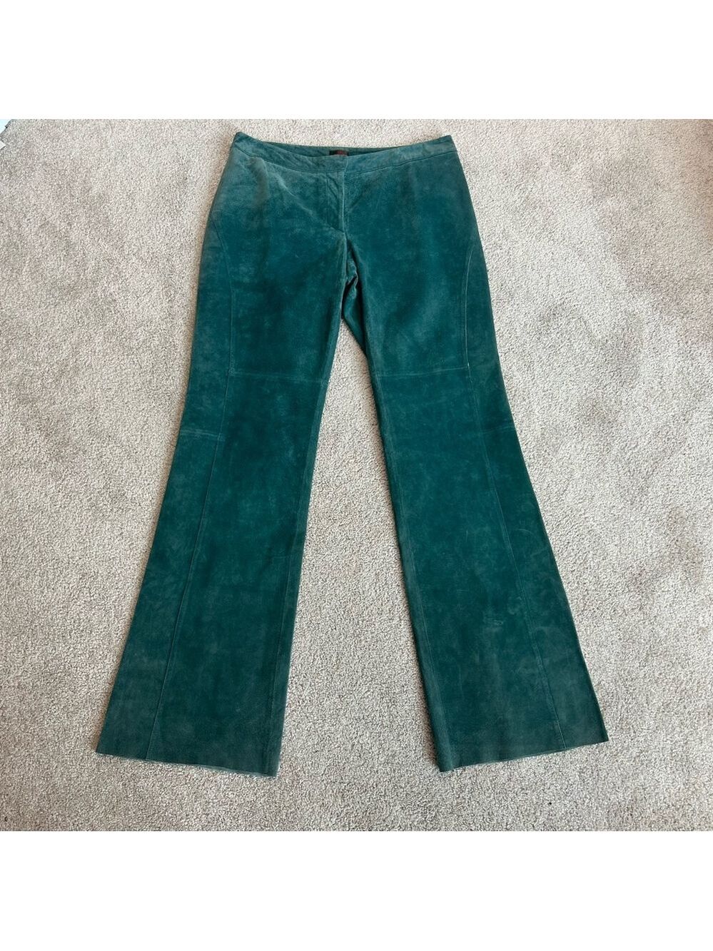Danier leather dusty teal green suede trouser dress pants Sz 10 NWT